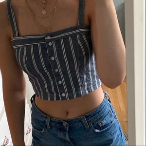 Brandy Melville Blue and White Striped Tanktop